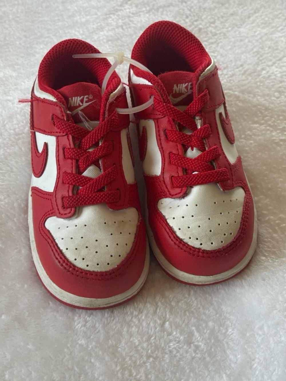 Nike Kids Red and White Lace-Up Sneakers